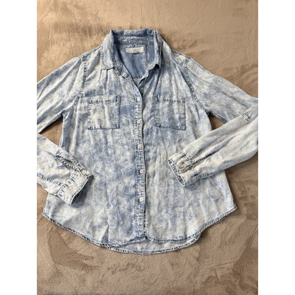 Thread & Supply women's bleach wash button down long sleeve shirt size L